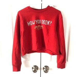Red Crop Top Friends Sweater